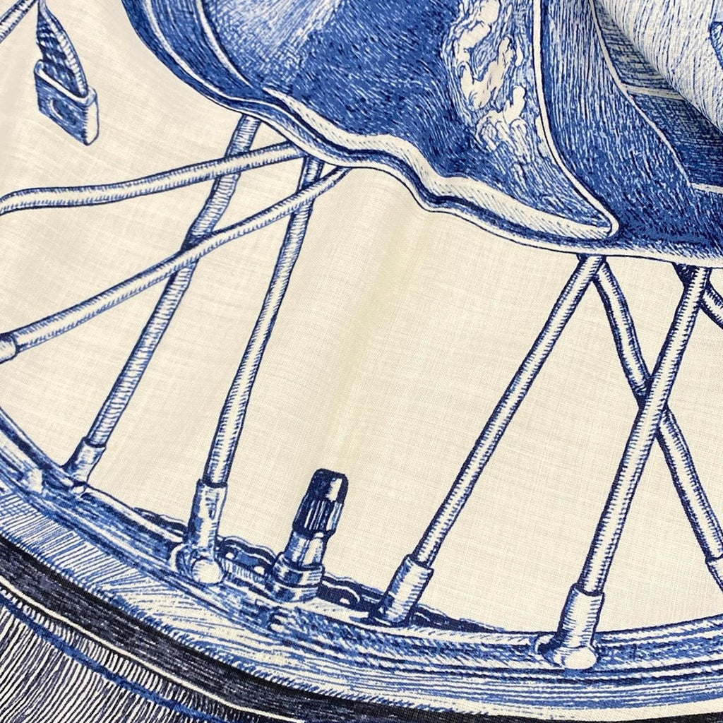 Hermes Shawl Carre 140 Ivory Navy Blue Green 24 Rue du Faubourg Saint Honore — view 4