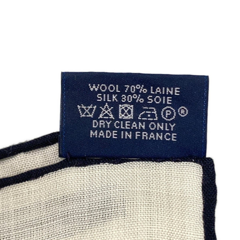 Hermes Shawl Carre 140 Ivory Navy Blue Green 24 Rue du Faubourg Saint Honore — view 3