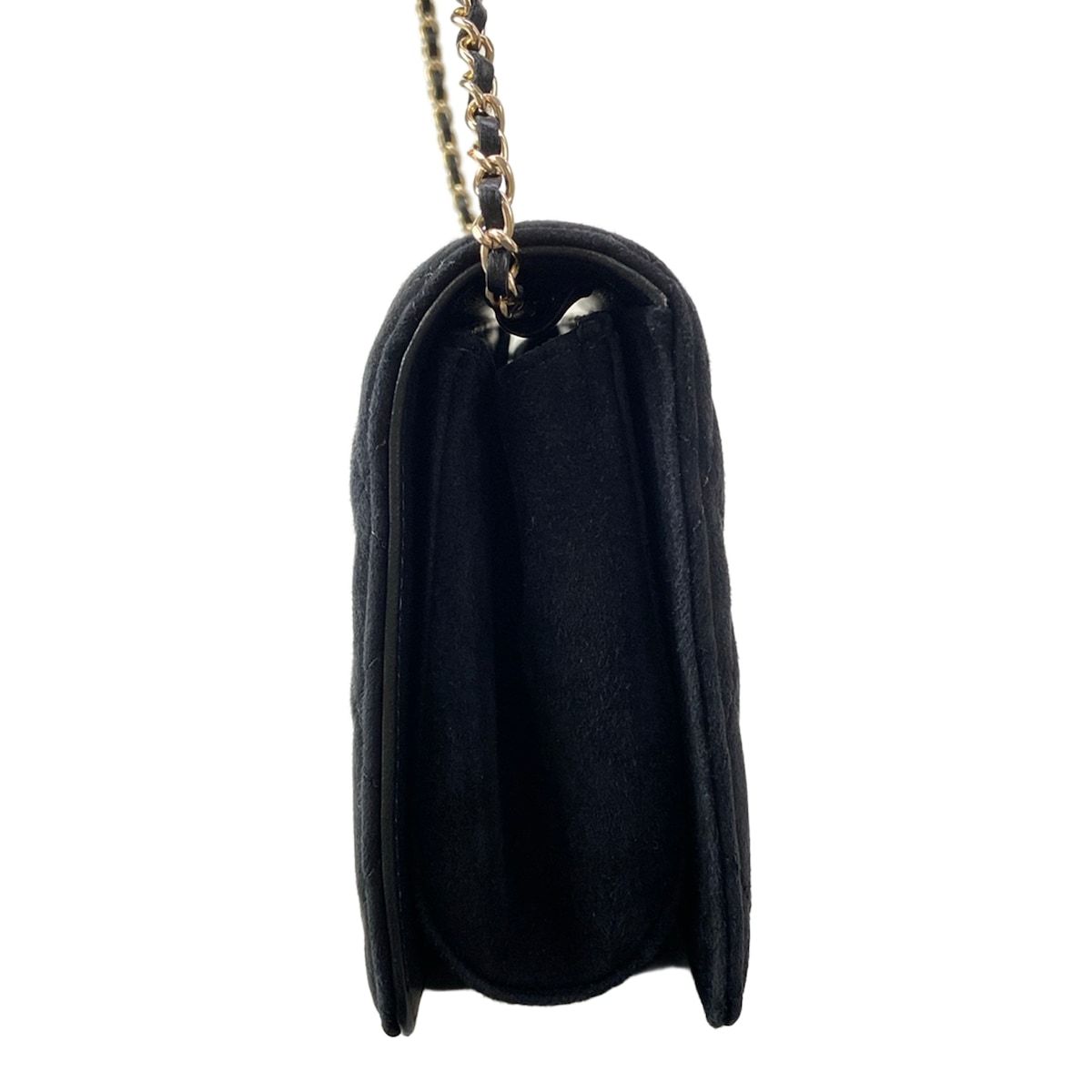 Chanel Shoulder Bag Quilted Black Chain Gold Faux Pearl Bijou — view 4