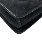 Chanel Shoulder Bag Quilted Black Chain Gold Faux Pearl Bijou — view 7