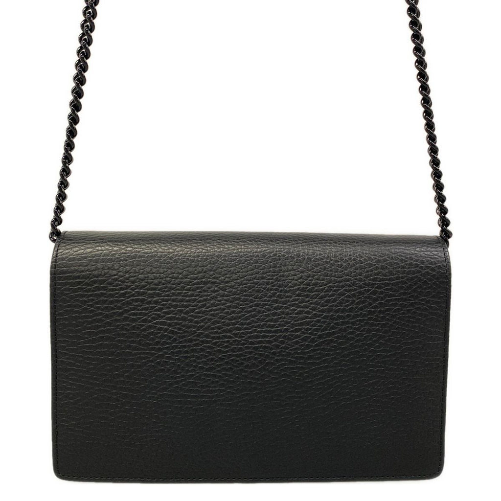 Gucci Shoulder Bag GG Marmont Leather Mini Chain Black — view 3