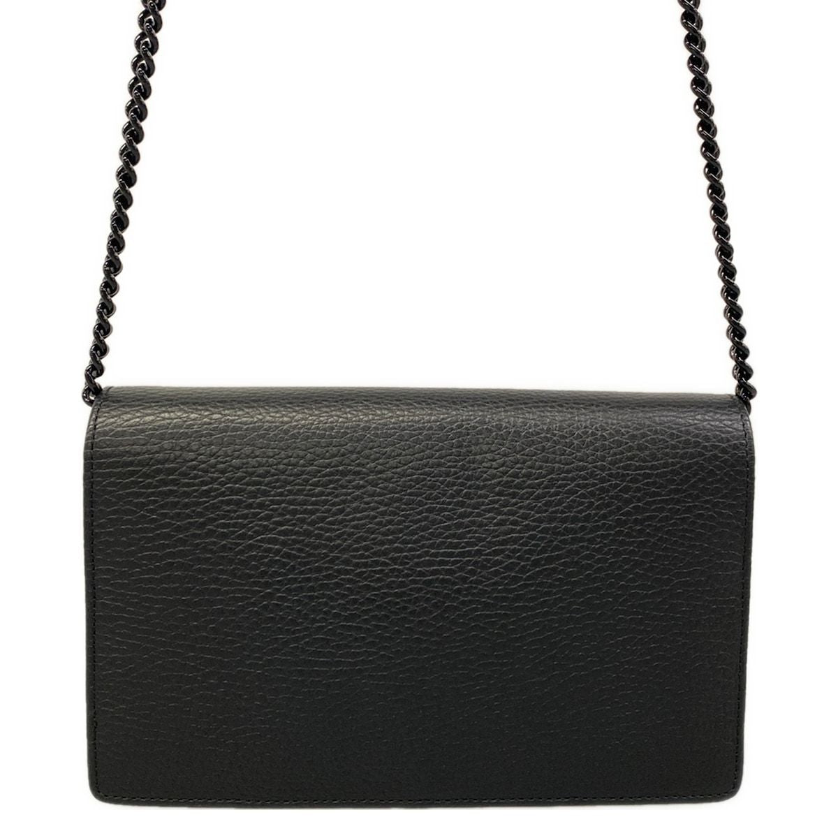 Gucci Shoulder Bag GG Marmont Leather Mini Chain Black — view 3