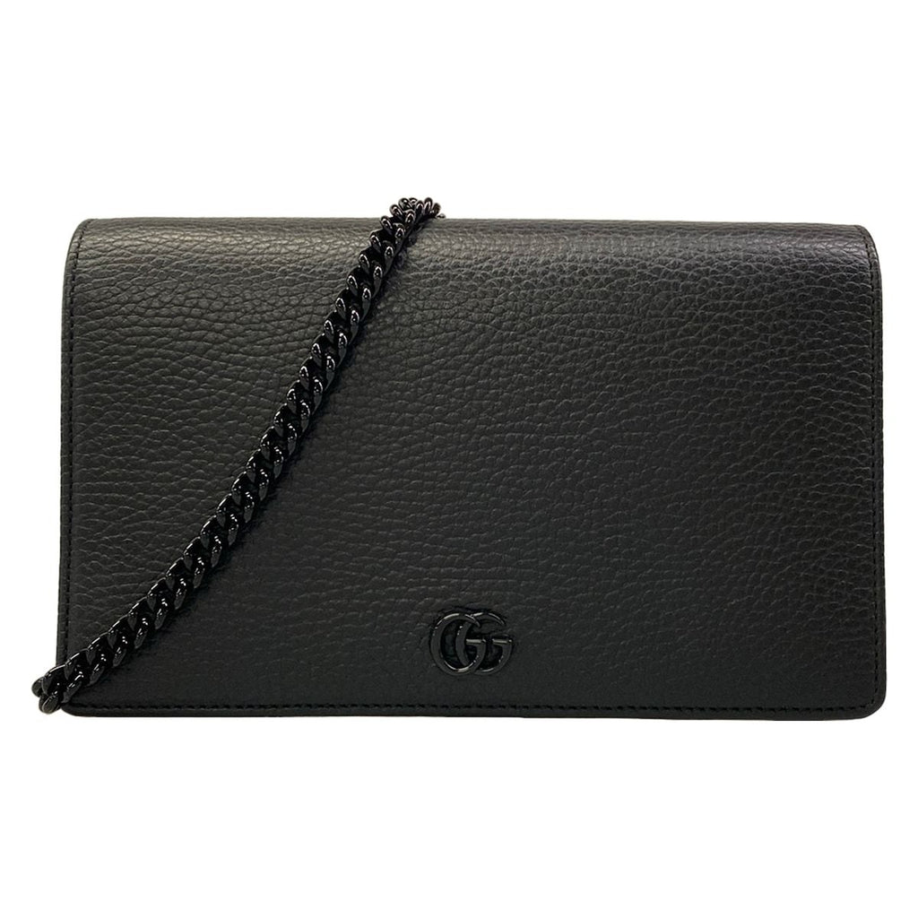 Gucci Shoulder Bag GG Marmont Leather Mini Chain Black