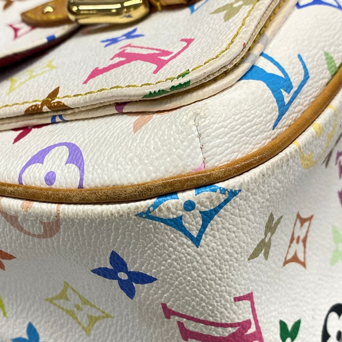 Louis Vuitton Shoulder Bag Monogram Multicolor Lodge GM Blanc Leather — view 6