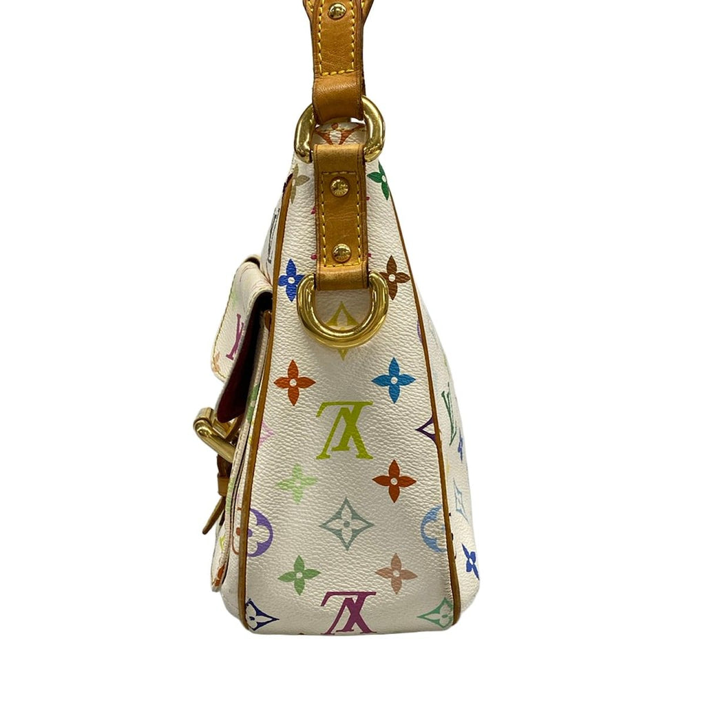 Louis Vuitton Shoulder Bag Monogram Multicolor Lodge GM Blanc Leather — view 4