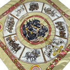 Hermes Scarf Carre 90 Yellow Red Multi Chevaux de Trait