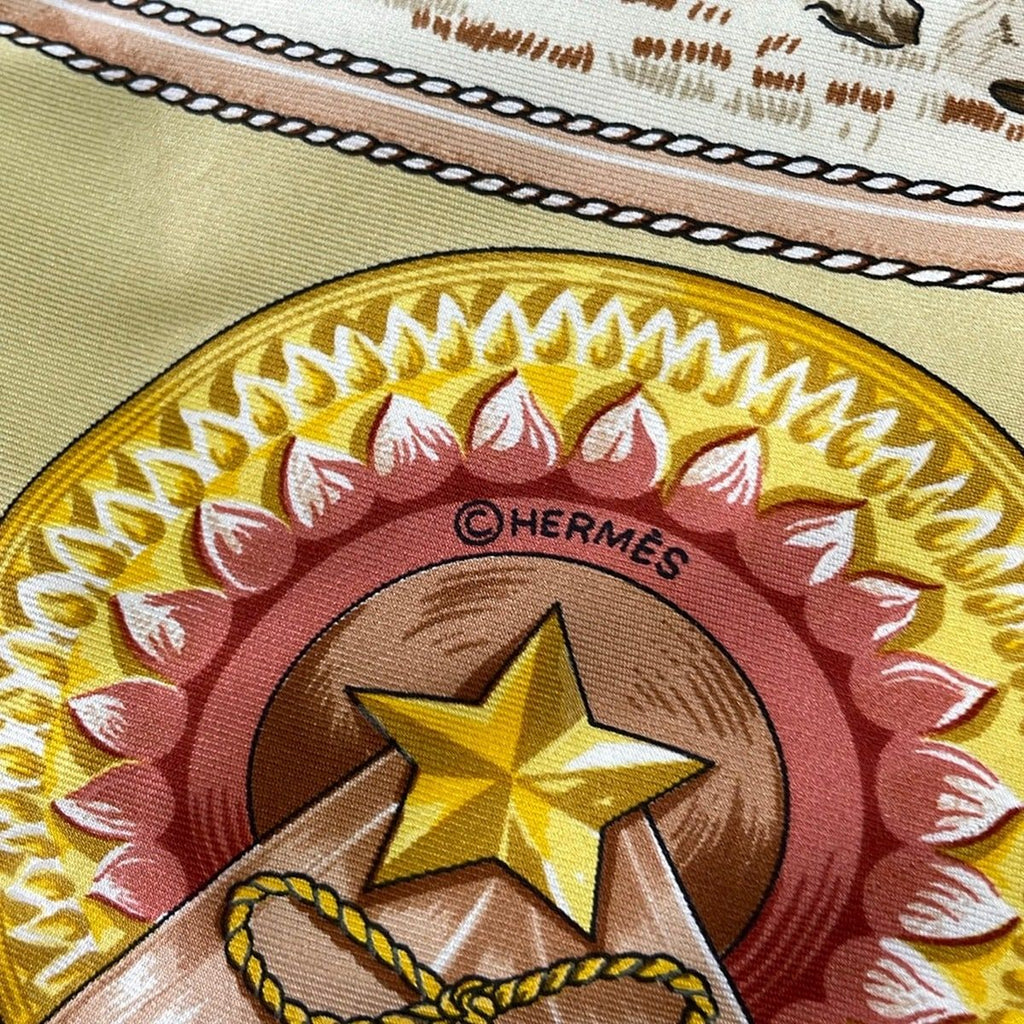 Hermes Scarf Carre 90 Yellow Red Multi Chevaux de Trait — view 2