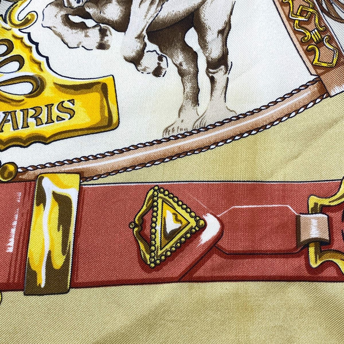 Hermes Scarf Carre 90 Yellow Red Multi Chevaux de Trait — view 6