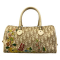 Dior Handbag Trotter Beige Multi Mini Boston Flower Leather