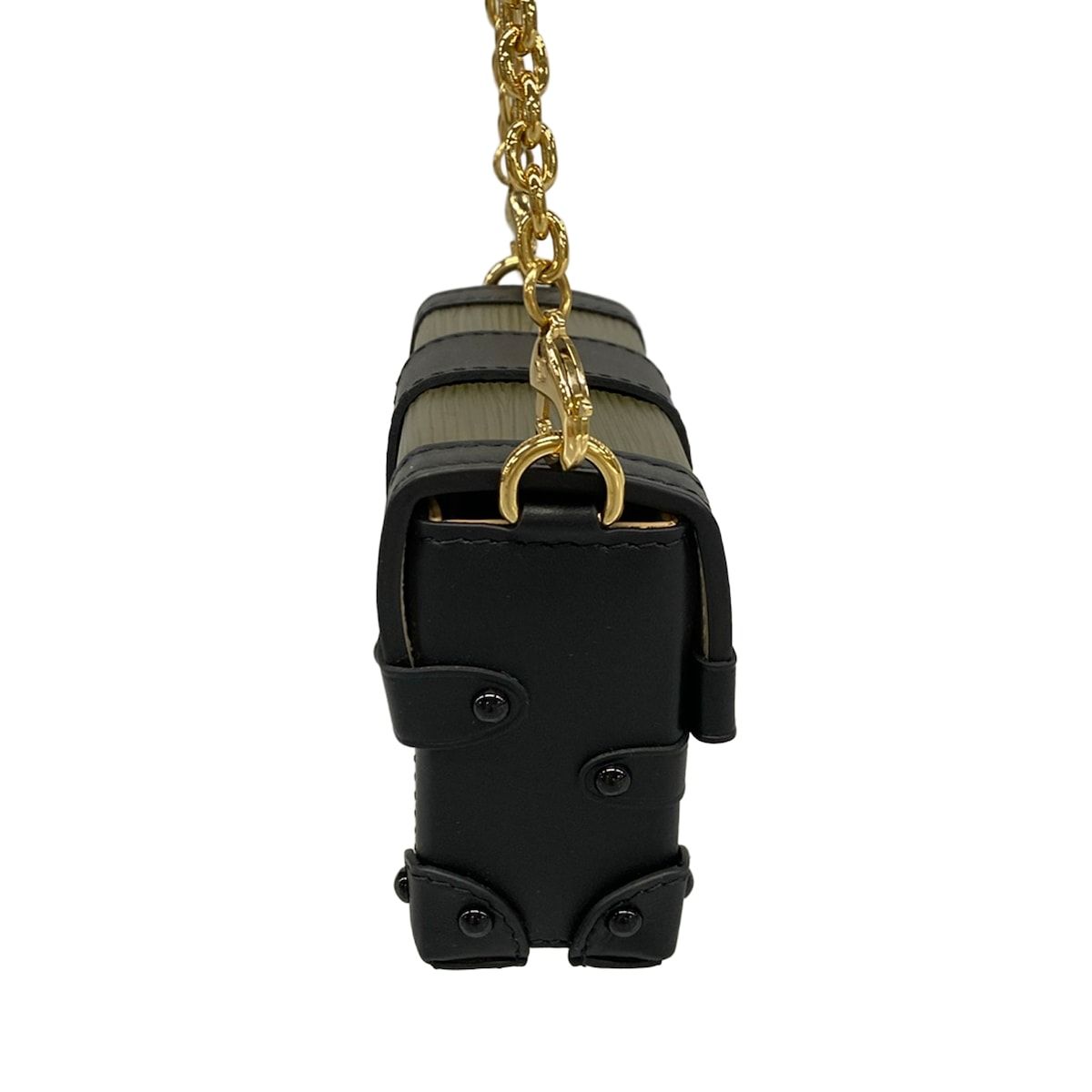 Louis Vuitton Shoulder Bag Epi Portefeuille Trunk Mini Khaki Black Chain Strap — view 2
