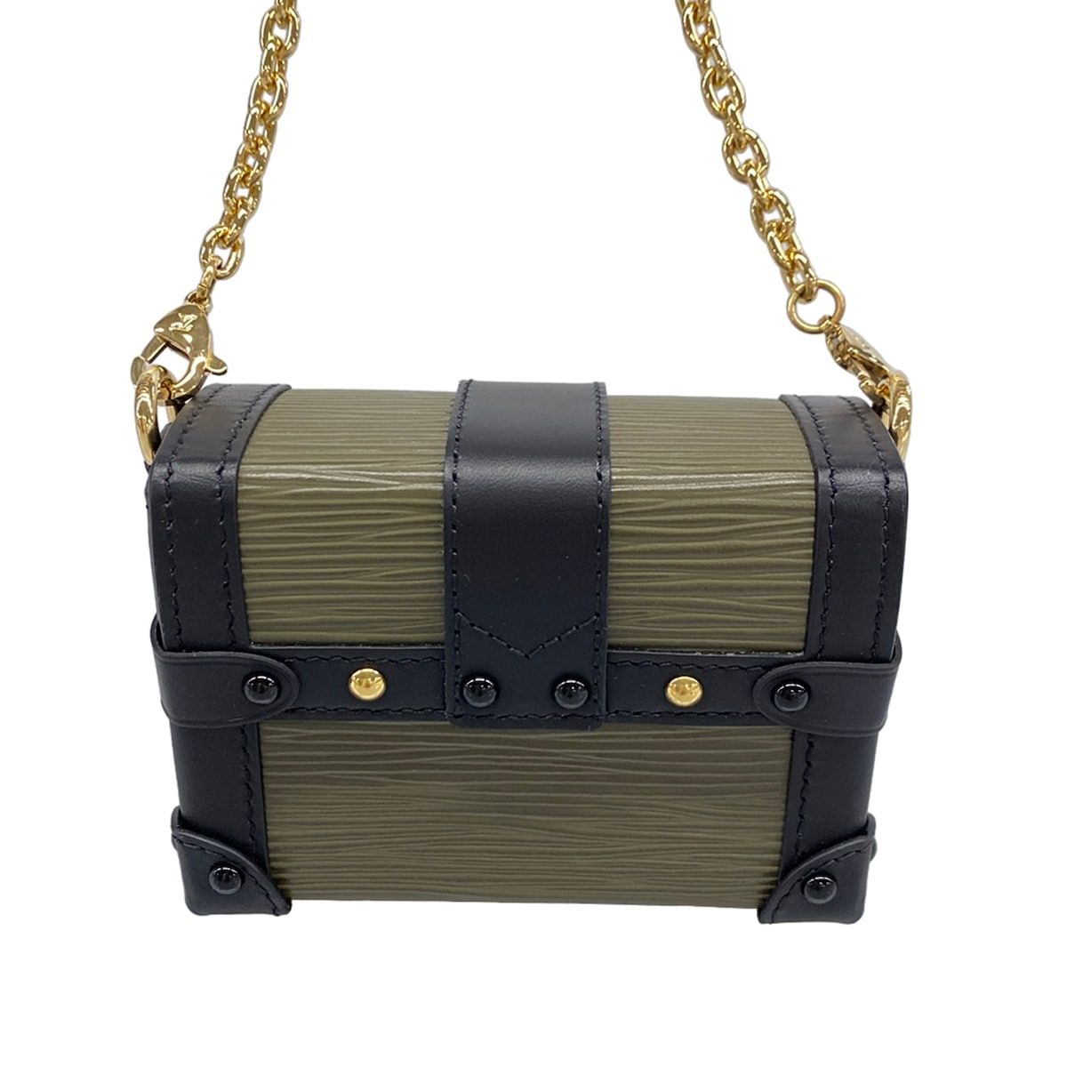 Louis Vuitton Shoulder Bag Epi Portefeuille Trunk Mini Khaki Black Chain Strap — view 3