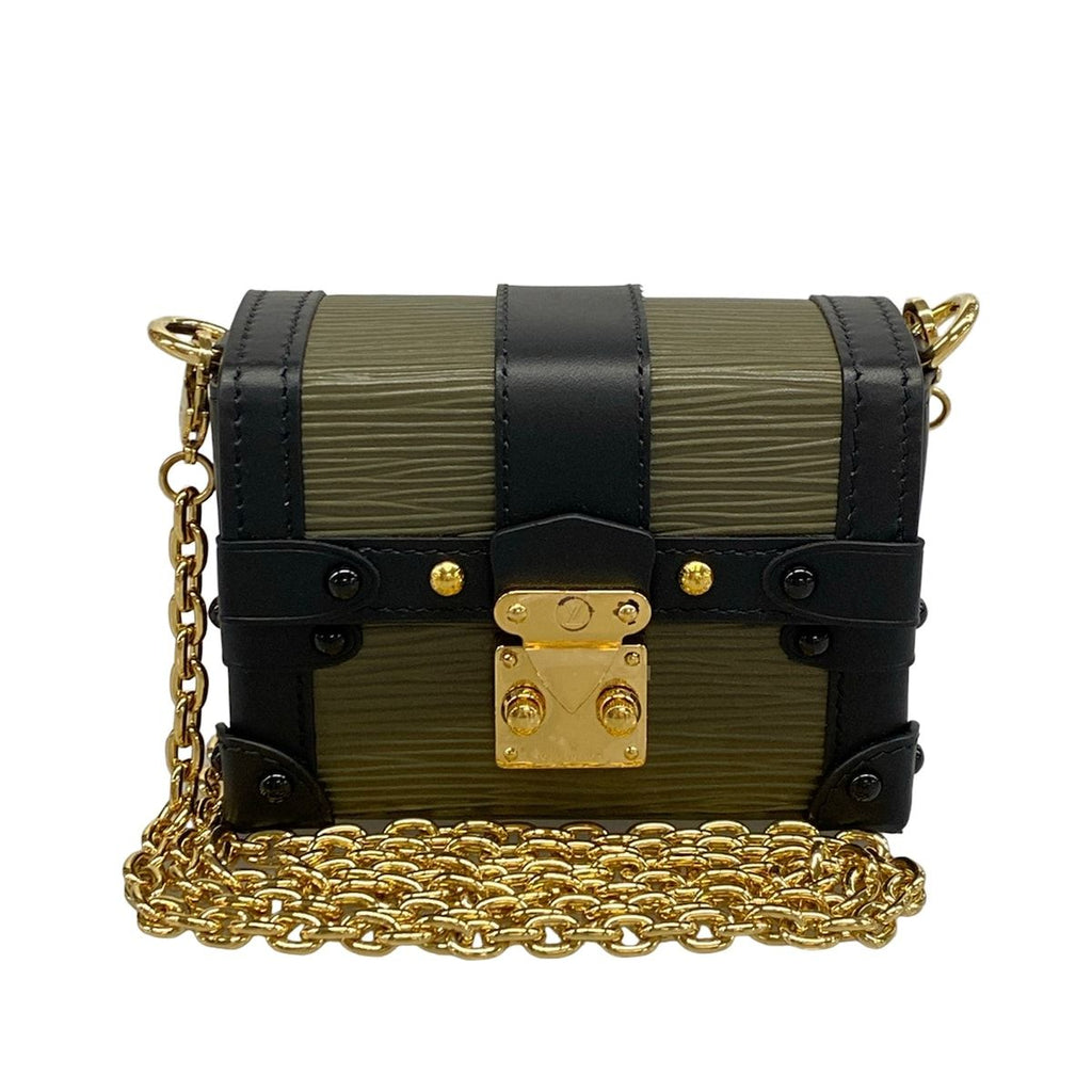 Louis Vuitton Shoulder Bag Epi Portefeuille Trunk Mini Khaki Black Chain Strap