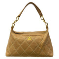 Chanel Shoulder Bag Wild Stitch Light Brown Matte Gold Leather