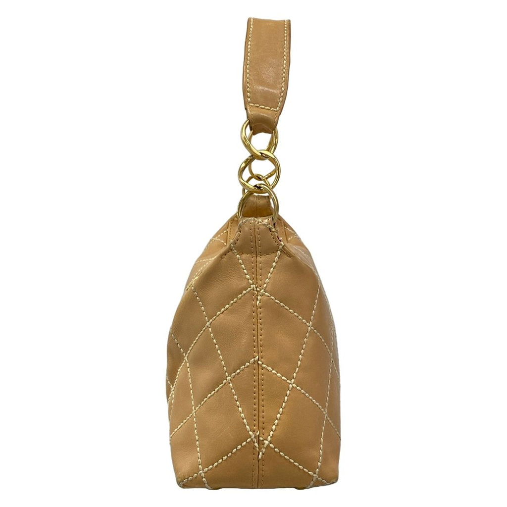 Chanel Shoulder Bag Wild Stitch Light Brown Matte Gold Leather — view 4
