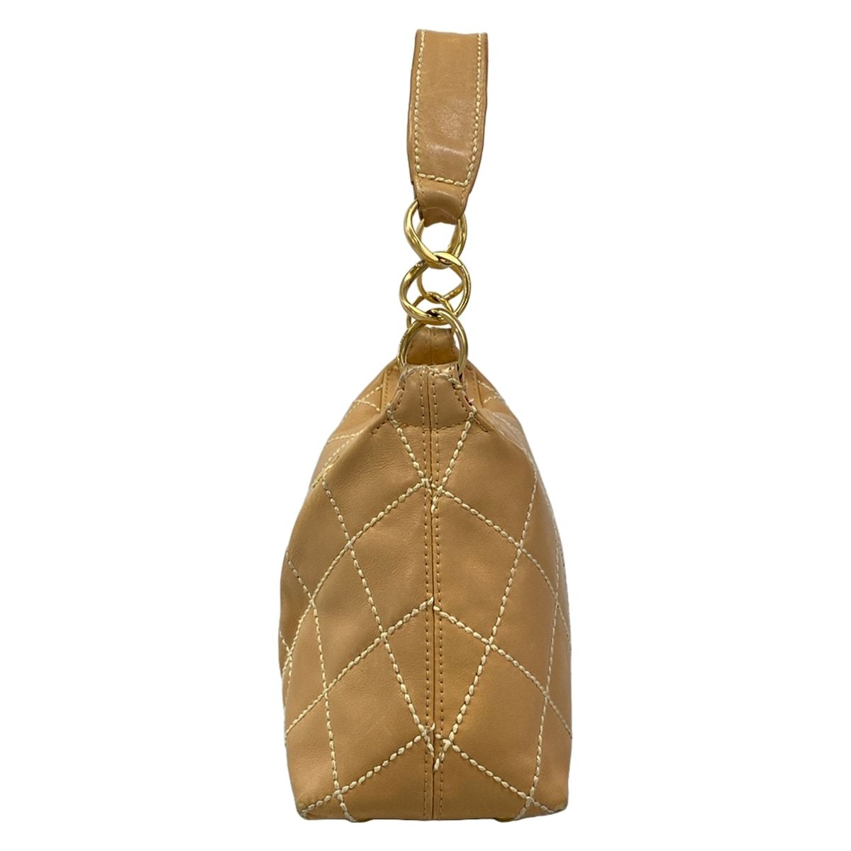 Chanel Shoulder Bag Wild Stitch Light Brown Matte Gold Leather — view 4