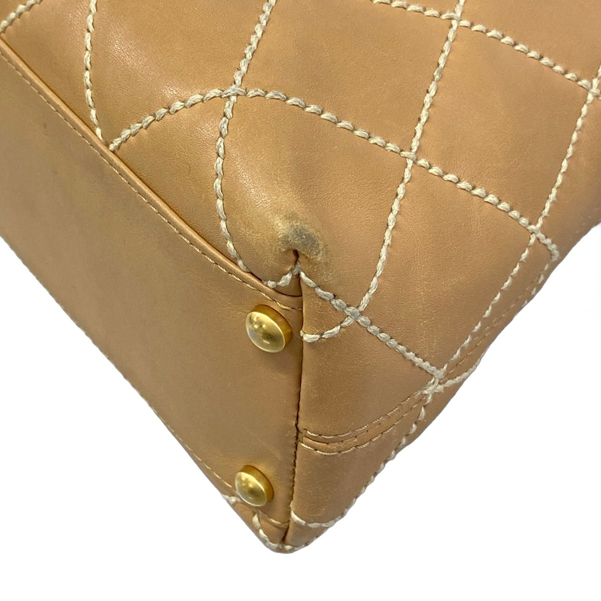 Chanel Shoulder Bag Wild Stitch Light Brown Matte Gold Leather — view 6