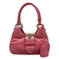 Prada Handbag Moon Re-Edition Pink Silver Leather
