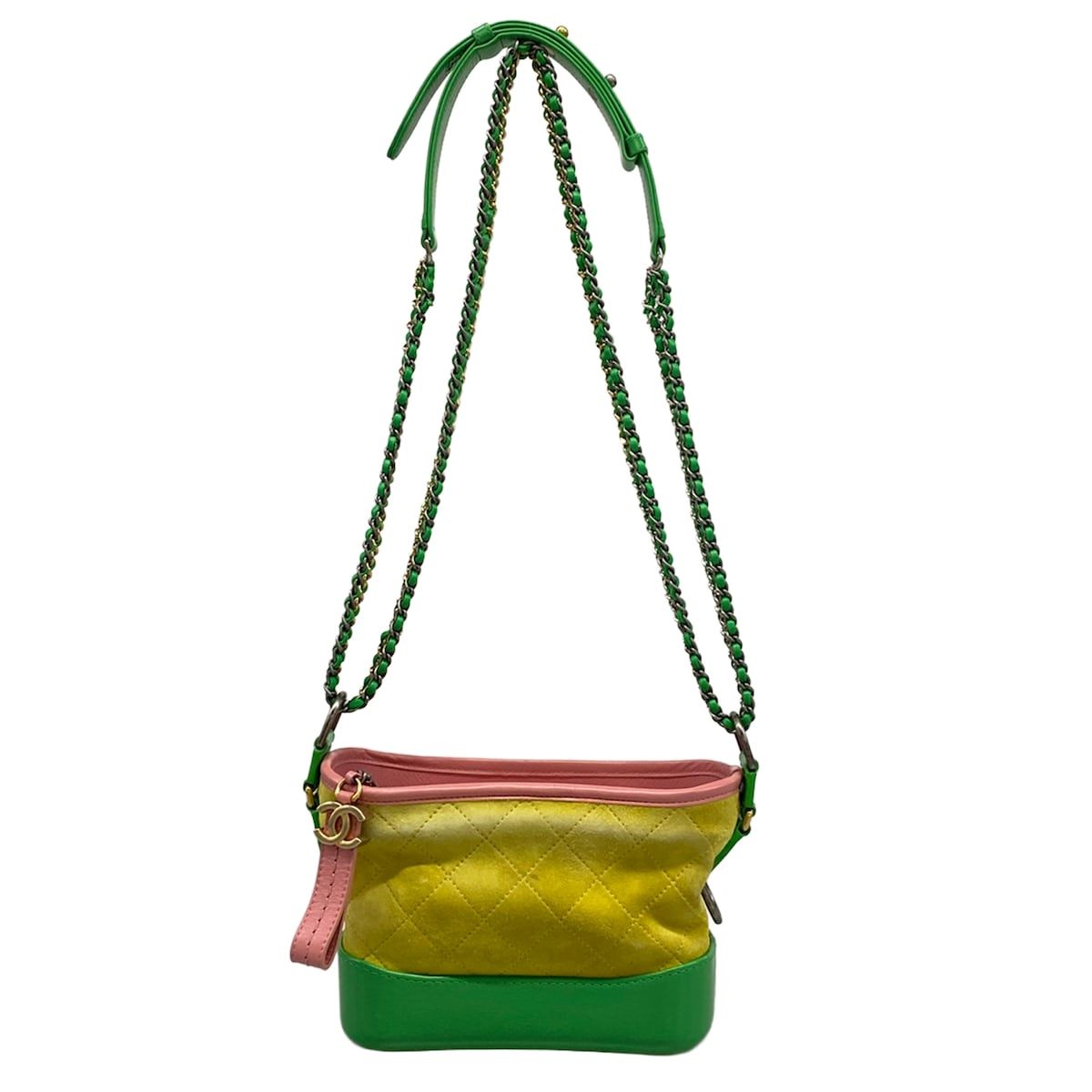 Chanel Shoulder Bag Gabrielle de Chanel Small Hobo Yellow Green Pink Leather