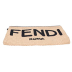 Fendi Raffia Leather Logo Clutch