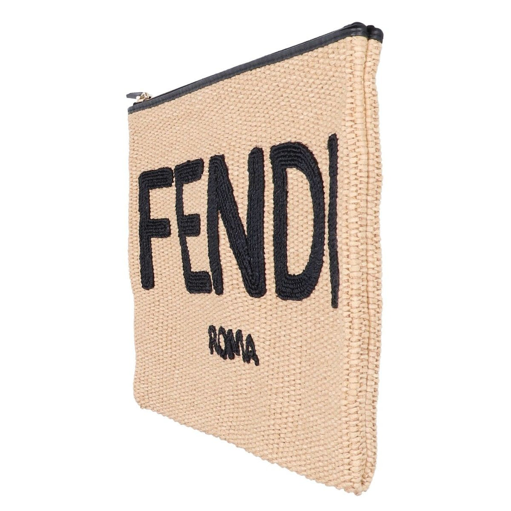 Fendi Raffia Leather Logo Clutch — view 2