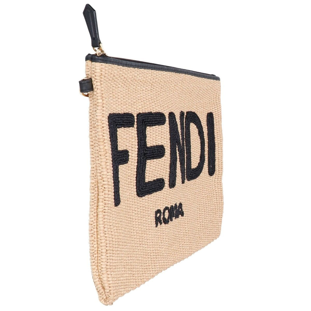 Fendi Raffia Leather Logo Clutch — view 4