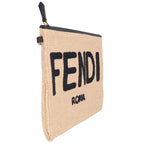 Fendi Raffia Leather Logo Clutch — view 4