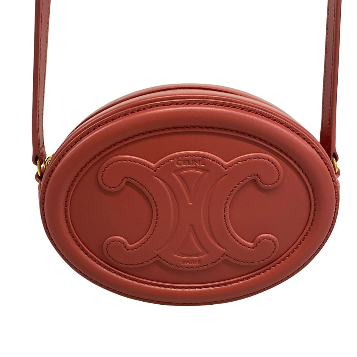 Celine Shoulder Bag Crossbody Oval Purse Cuir Triomphe Pink — view 3