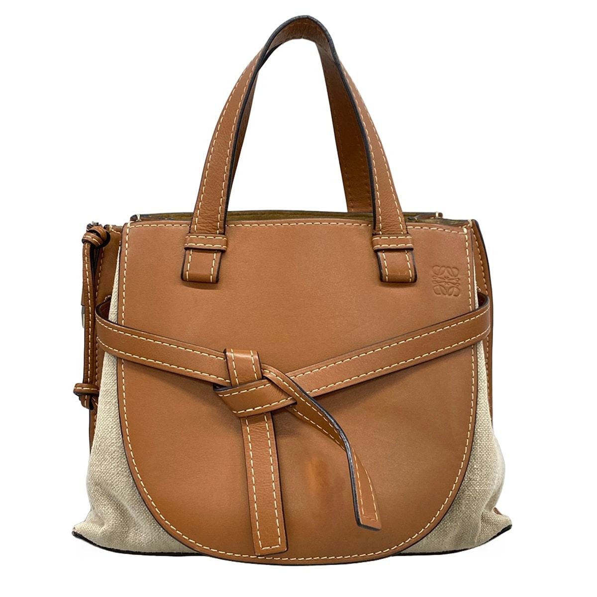 Loewe Tote Bag Gate Top Handle Small Beige Brown