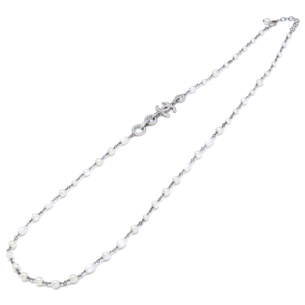 Chanel Rhinestone CC Logo Baroque Pearl Necklace