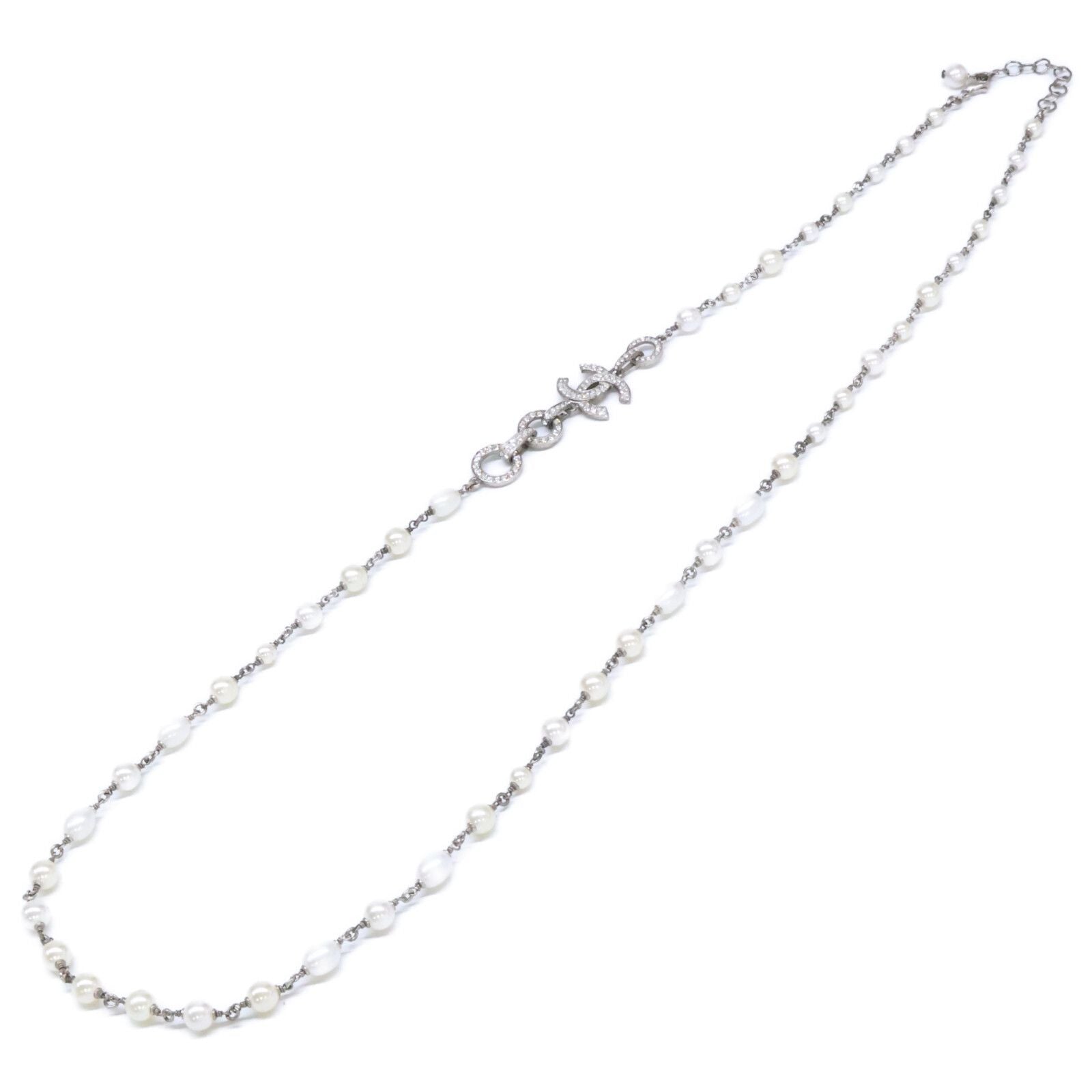 Chanel Rhinestone CC Logo Baroque Pearl Necklace
