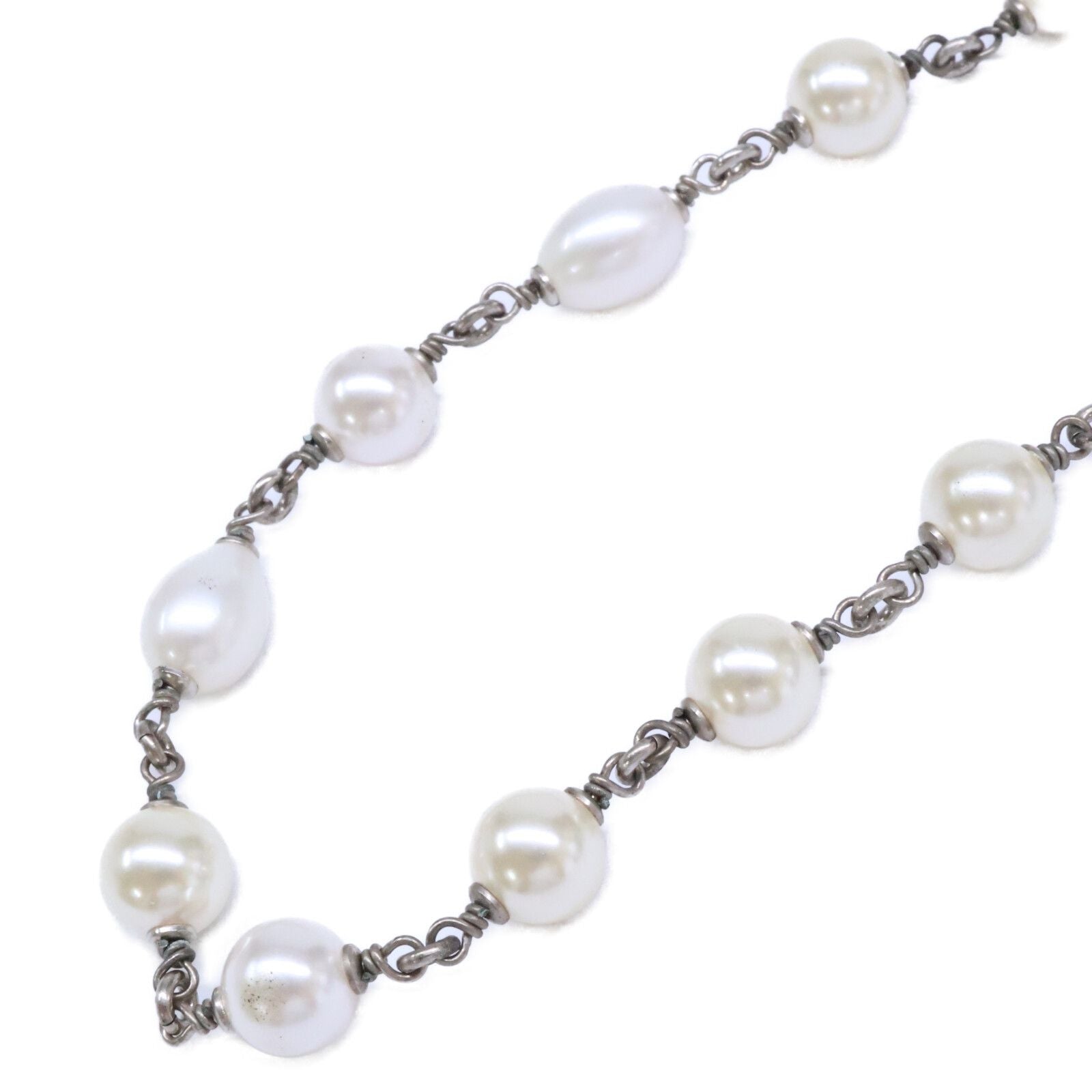 Chanel Rhinestone CC Logo Baroque Pearl Necklace — view 2