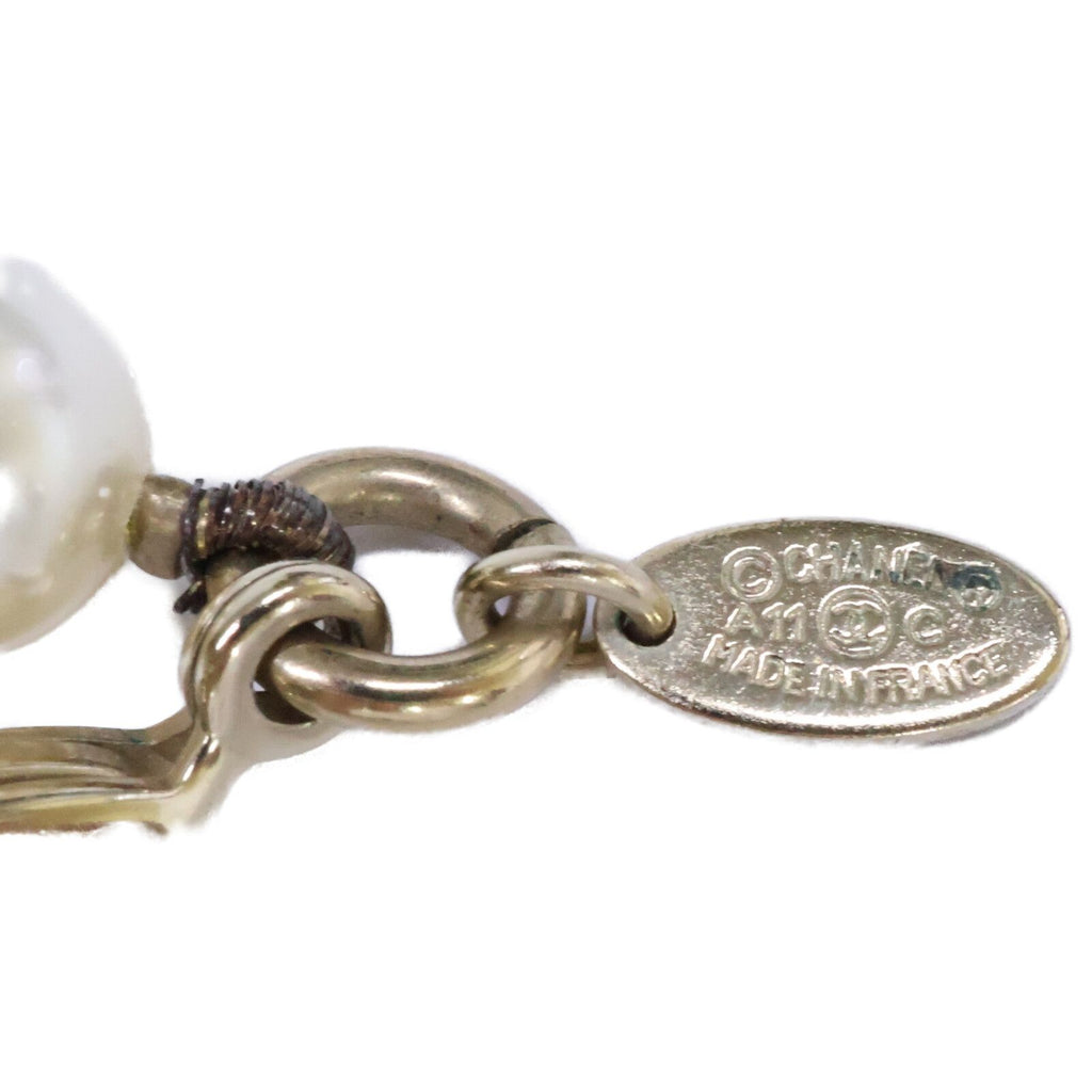 Chanel Rhinestone CC Logo Pearl Long Necklace — view 6