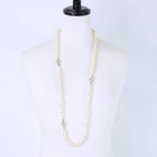 Chanel Rhinestone CC Logo Pearl Long Necklace — view 8