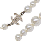 Chanel Rhinestone CC Logo Pearl Long Necklace — view 4