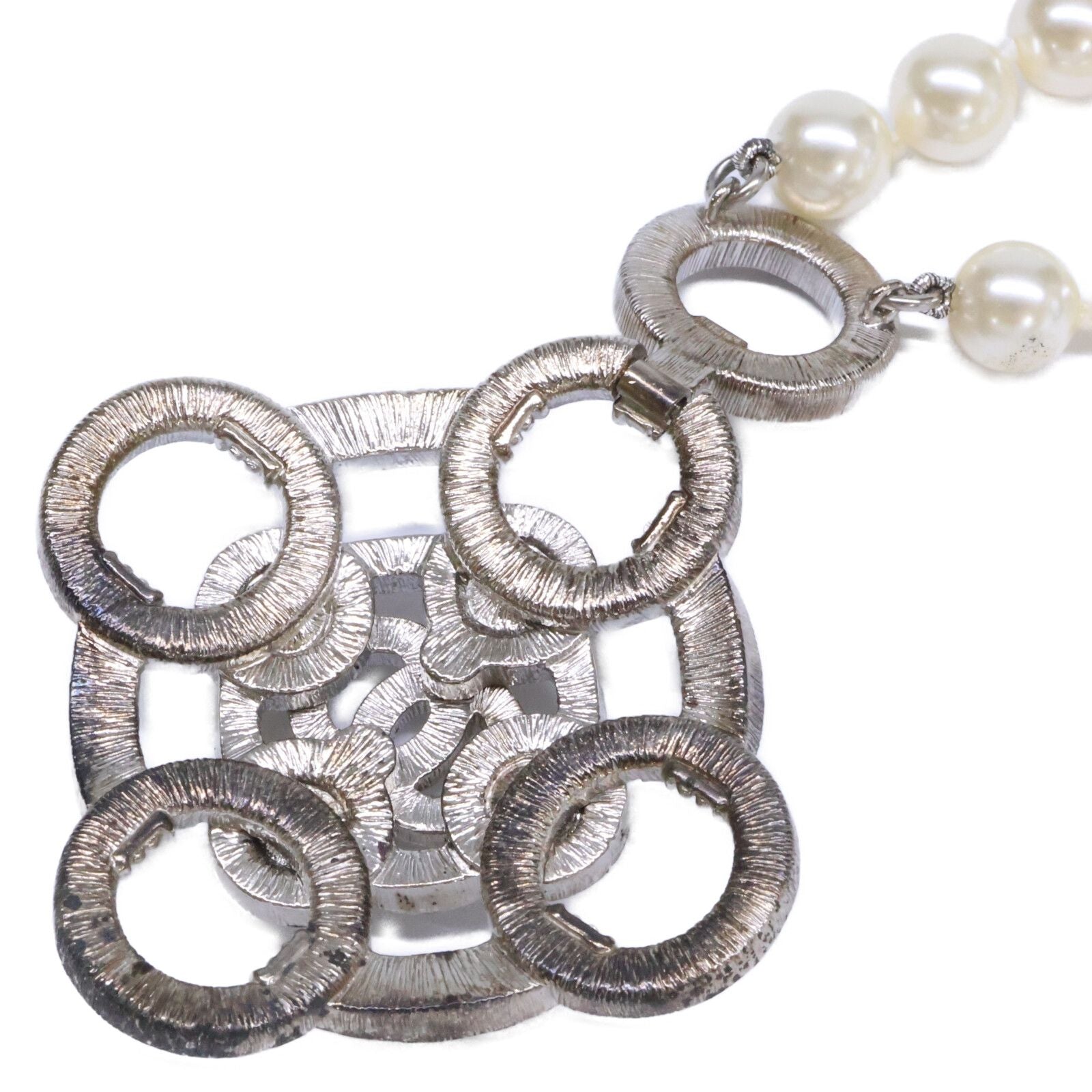 Chanel Rhinestone CC Logo Camellia Double Pearl Necklace — view 5