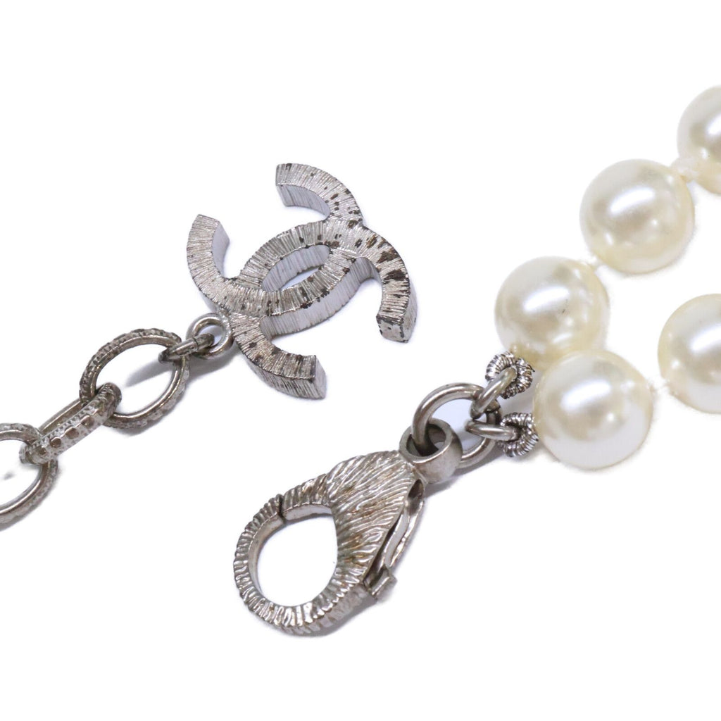 Chanel Rhinestone CC Logo Camellia Double Pearl Necklace — view 8