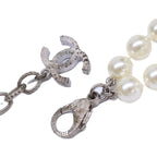 Chanel Rhinestone CC Logo Camellia Double Pearl Necklace — view 8