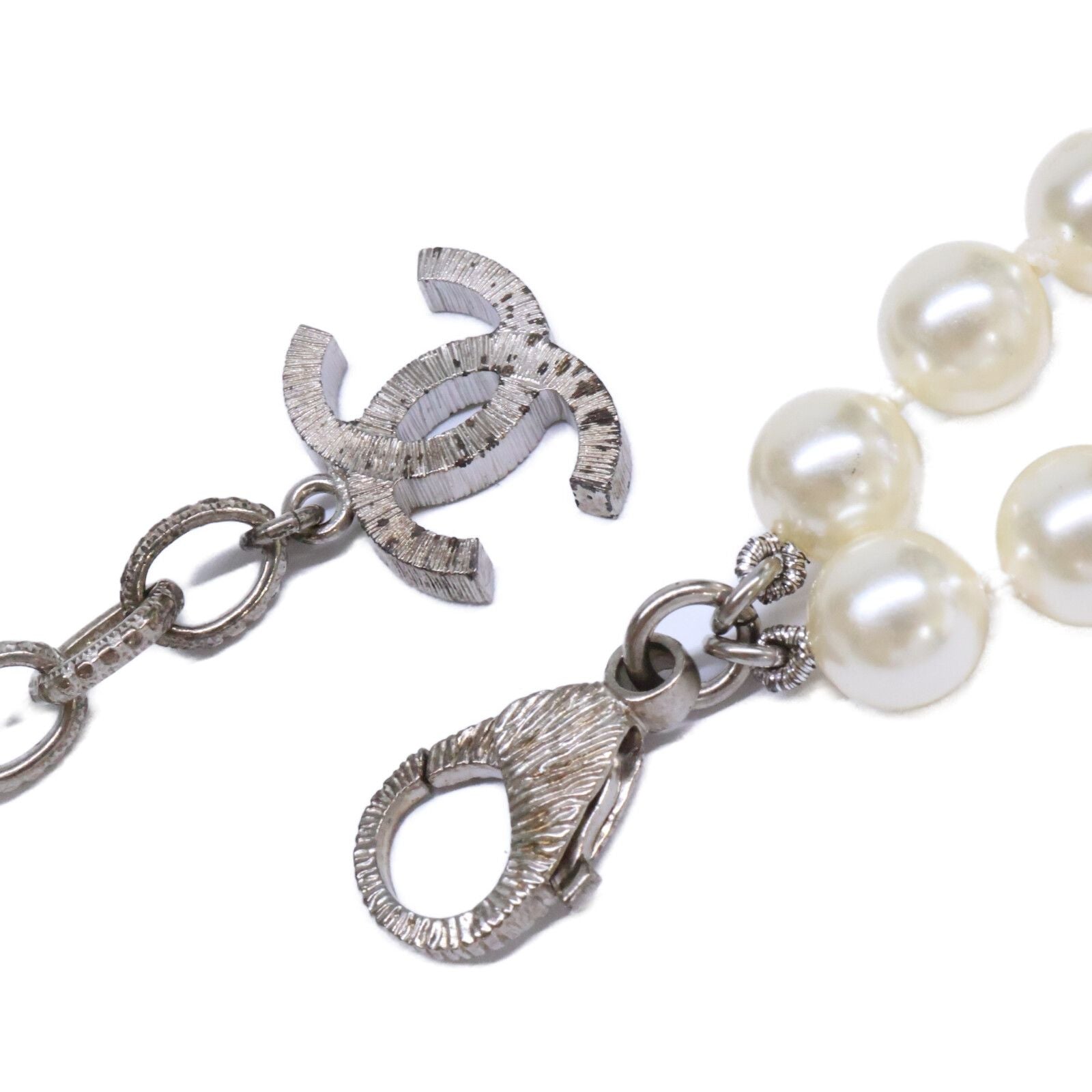 Chanel Rhinestone CC Logo Camellia Double Pearl Necklace — view 8
