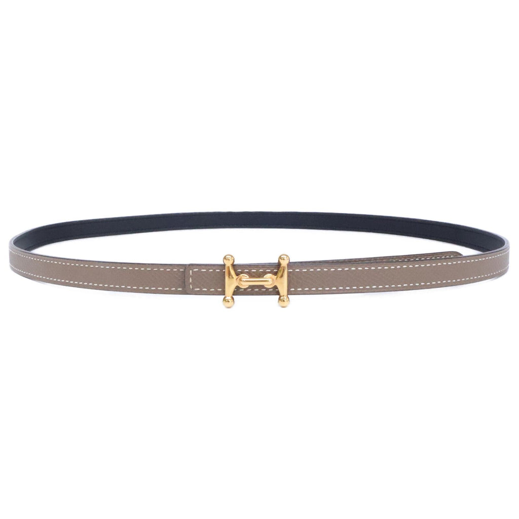 Hermes Mini Buckle Black Etoupe Belt — view 2