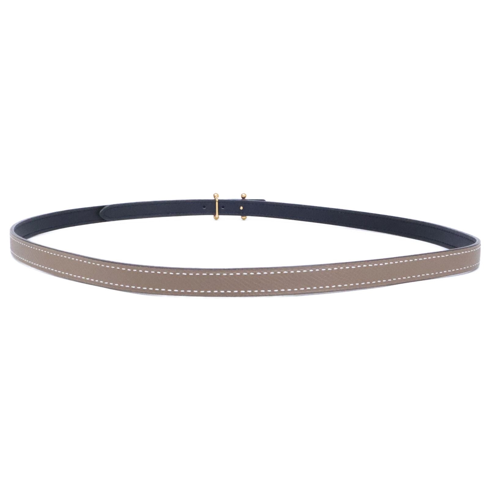Hermes Mini Buckle Black Etoupe Belt — view 3