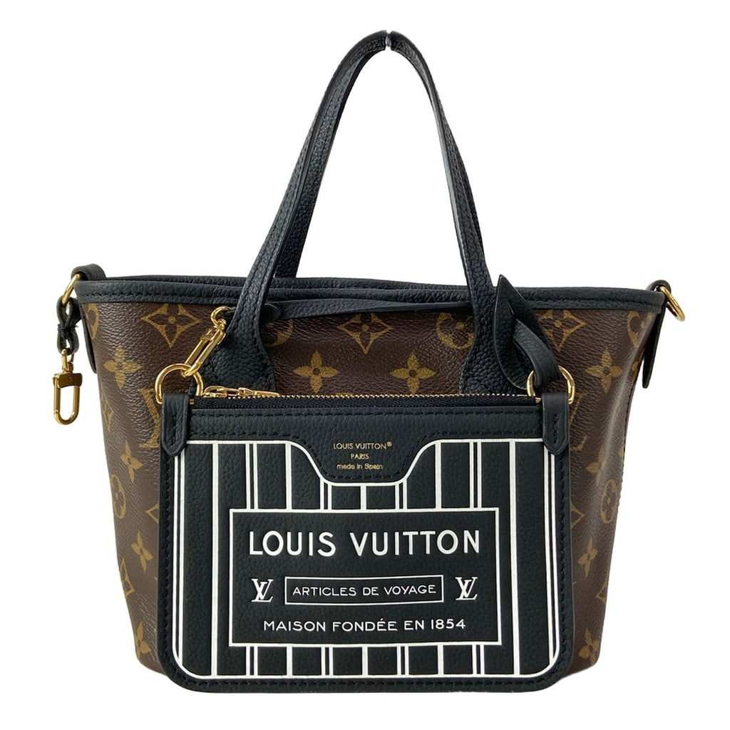 Louis Vuitton Tote Bag Monogram Neverfull Inside Out BB Black Leather Cowhide