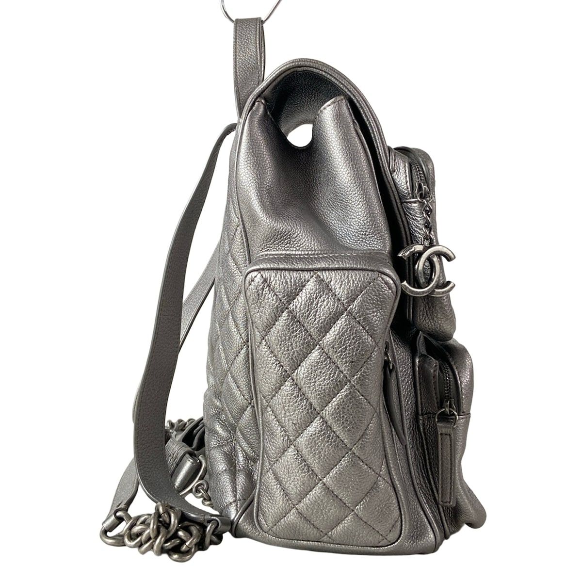 Chanel Backpack Quilted Silver Gunmetal — view 2