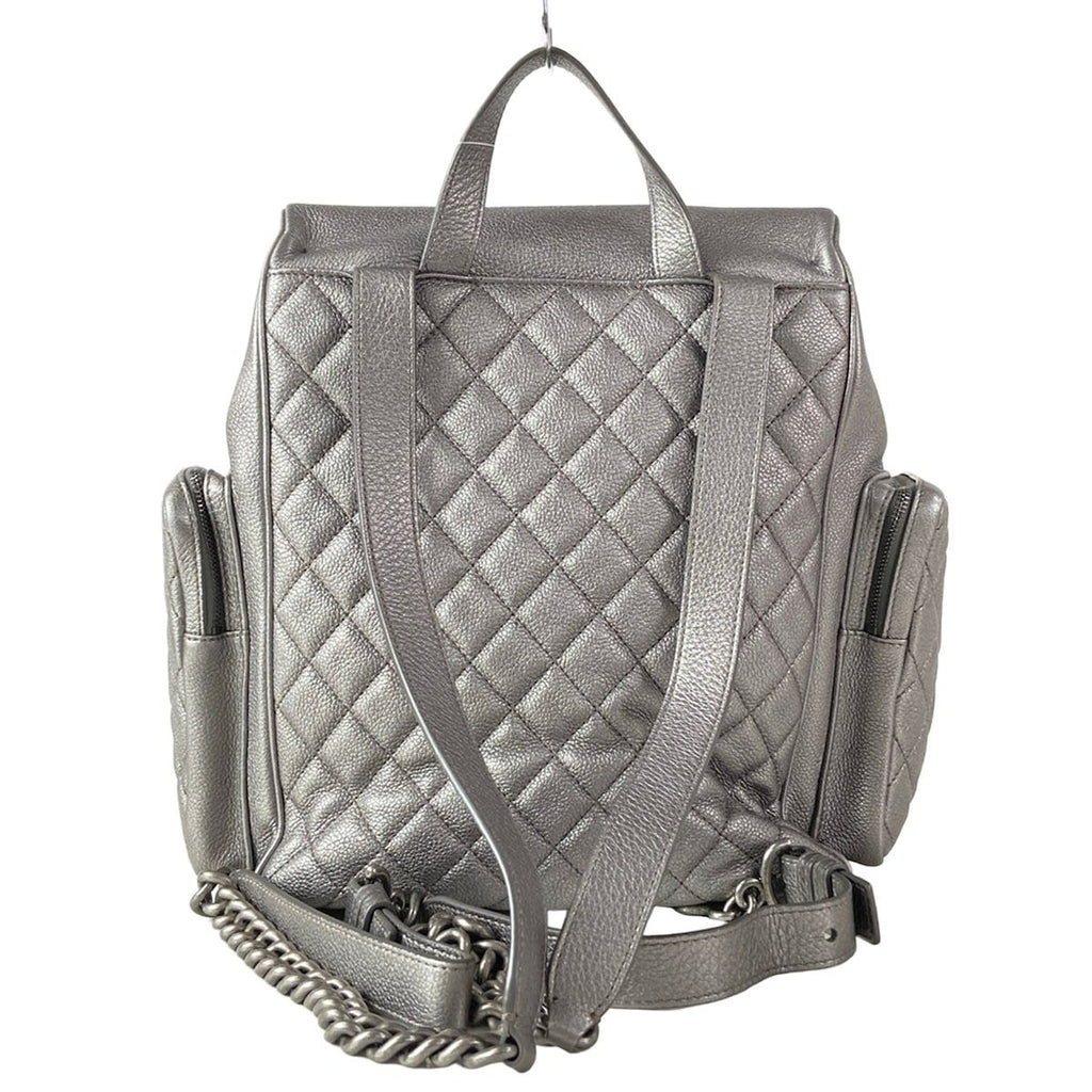 Chanel Backpack Quilted Silver Gunmetal — view 3