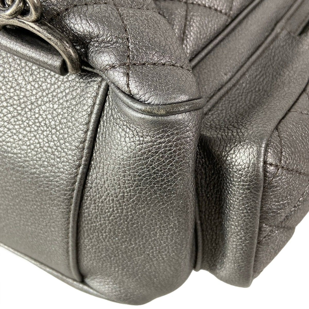 Chanel Backpack Quilted Silver Gunmetal — view 8