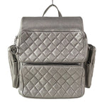 Chanel Backpack Quilted Silver Gunmetal