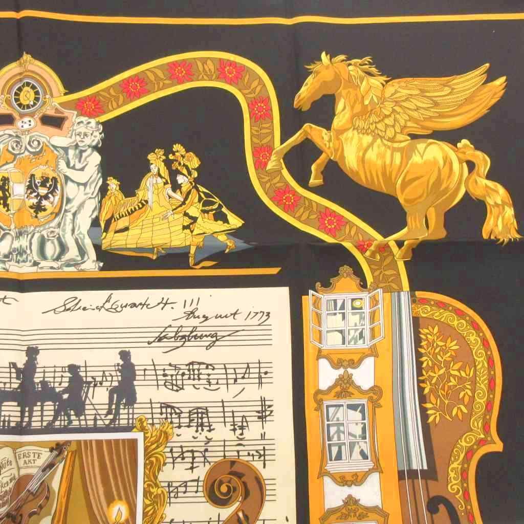 Hermes Salzburg Carre 90 Scarf All Over Print Black — view 5