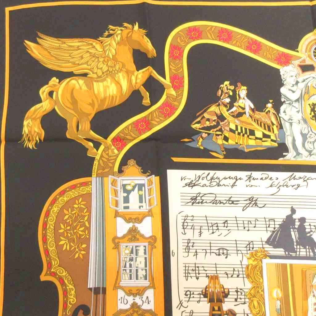 Hermes Salzburg Carre 90 Scarf All Over Print Black — view 4
