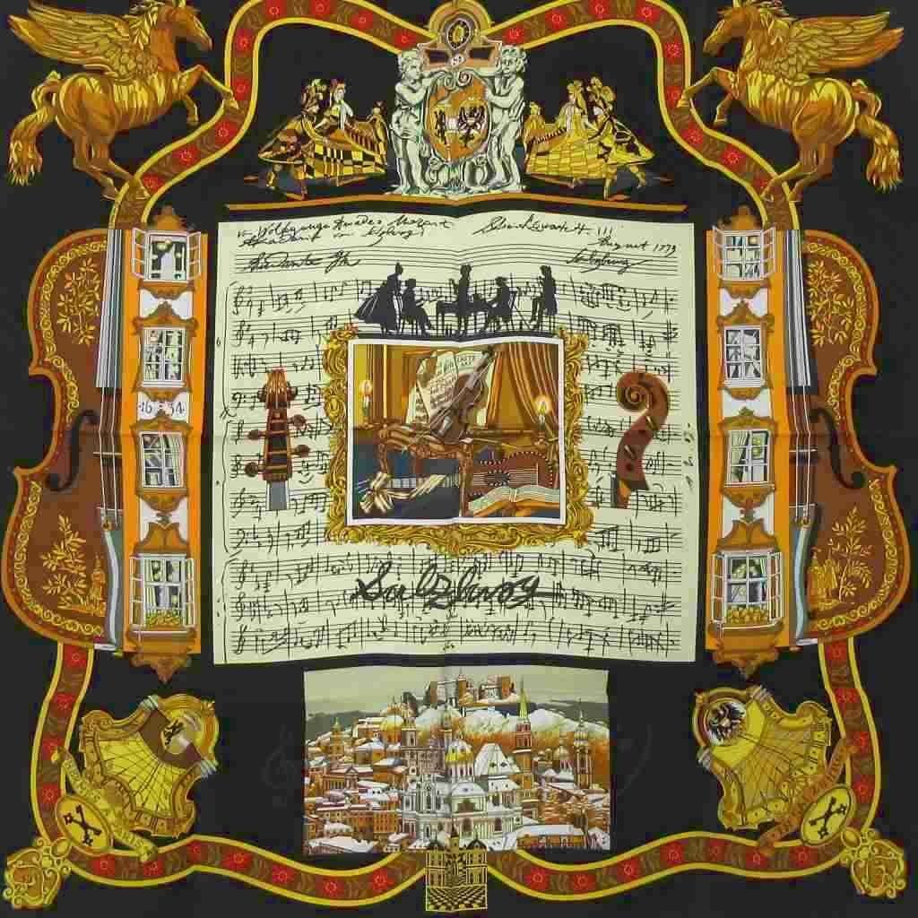 Hermes Salzburg Carre 90 Scarf All Over Print Black