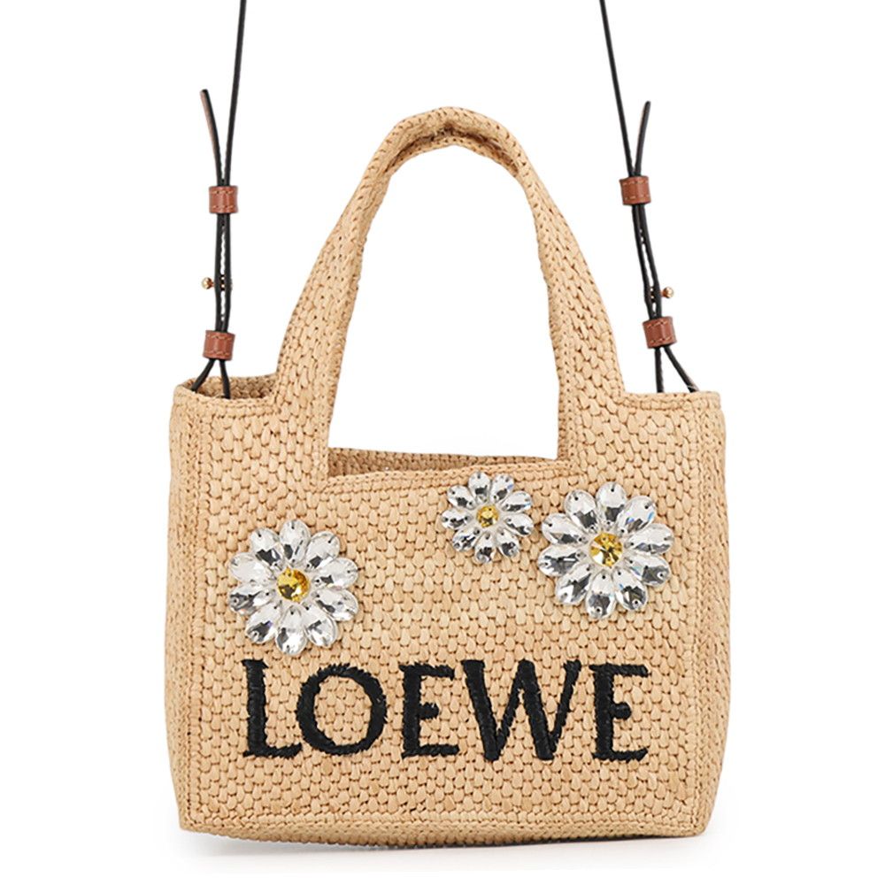 Loewe Handbag Font Tote Mini Raffia Leather 2-Way