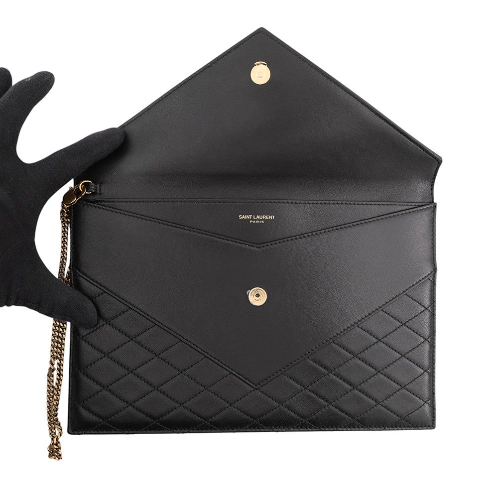Saint Laurent Paris Clutch Gaby Lambskin Black — view 5